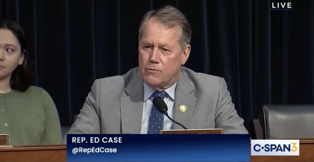 Ed Case during a press conference, screenshot from C-span