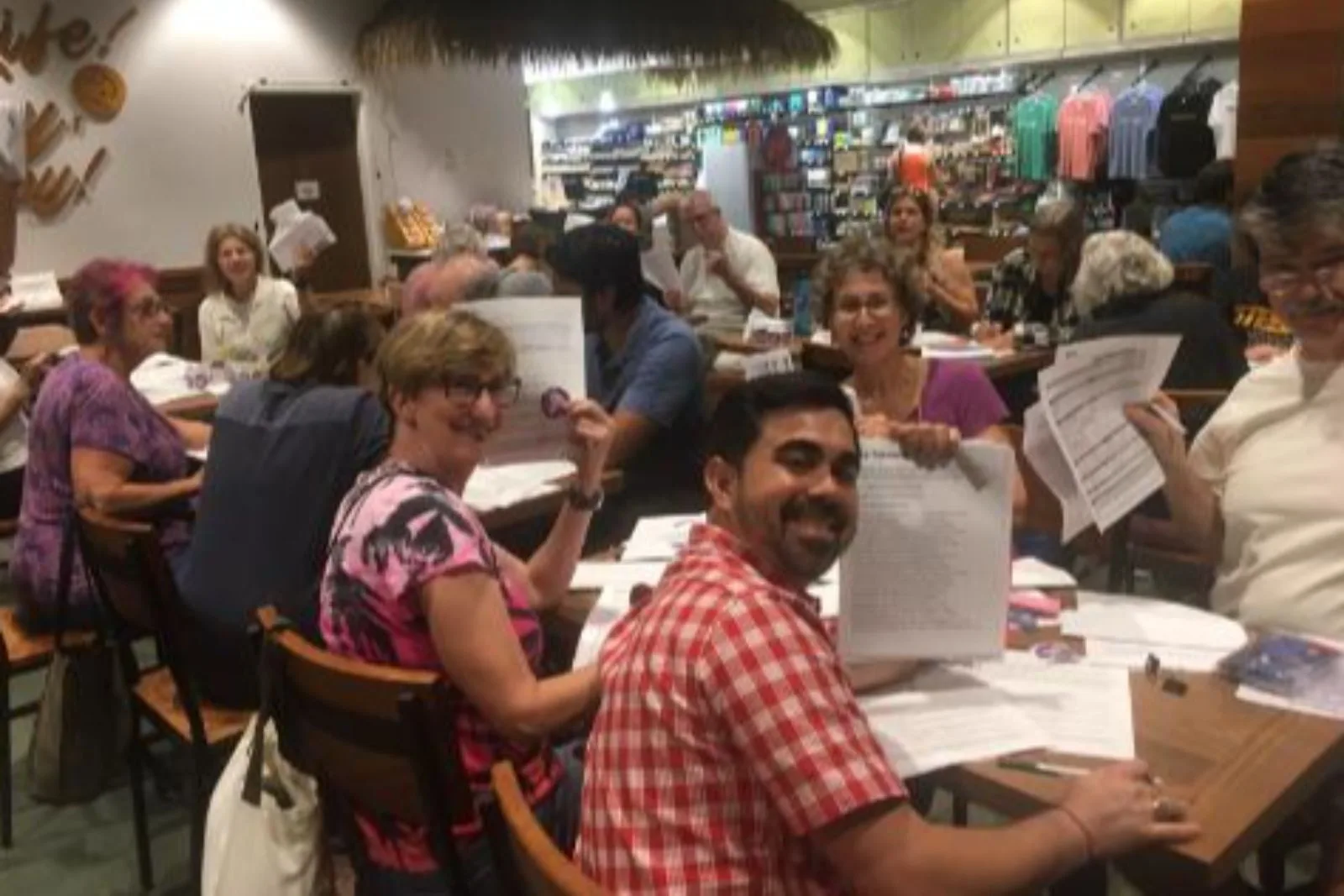 Group of people postcarding